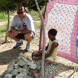 Girl making gravel